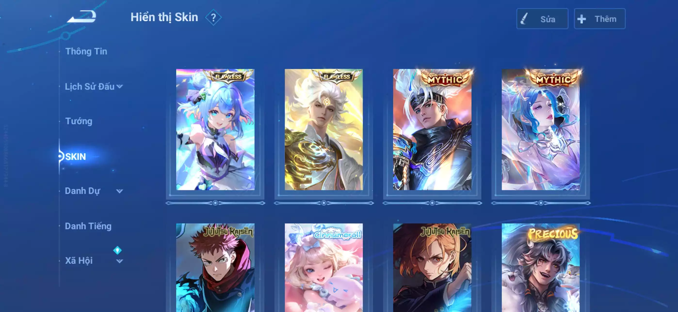 Acc global login infinite giao mail 2 vô song 2 đá, 4 skin trân phẩm hợp tác Hơn 20 skin truyền thuyết siêu víp