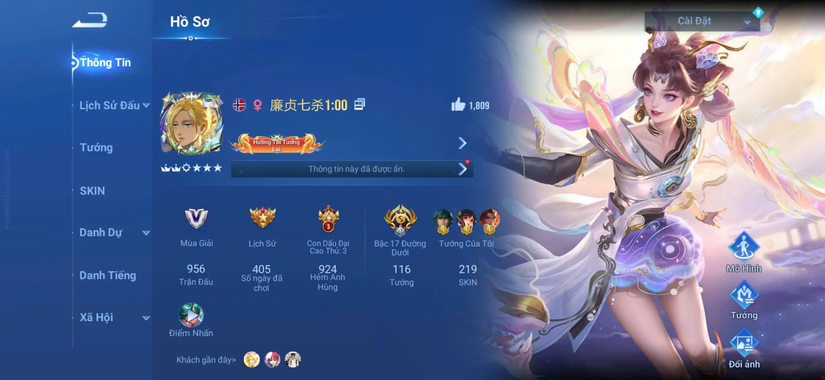 Ảnh Acc glb infinite giao mail 3 flawess, 3 hợp tác AOT, SKIN legend limited có tuyển chọn