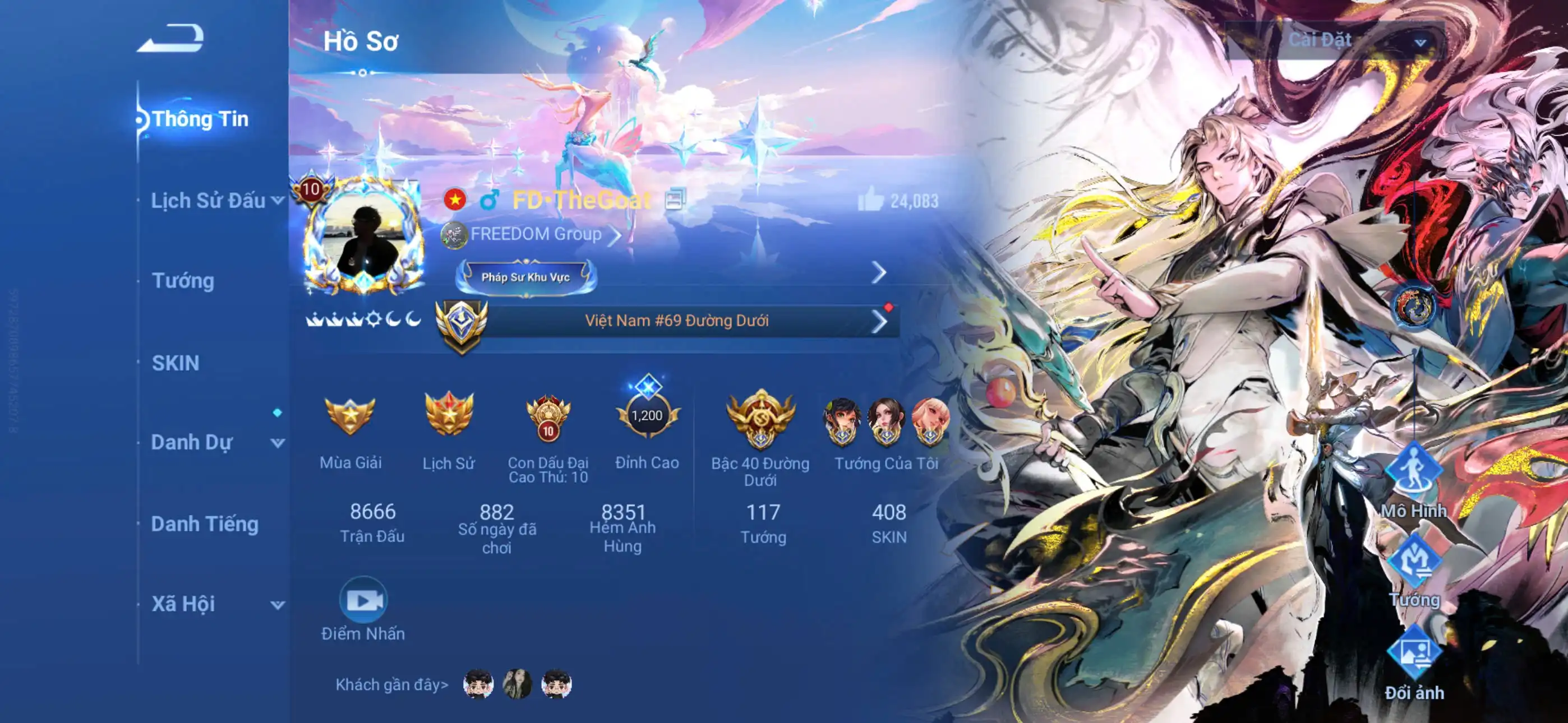 Ảnh Acc glb infinite giao mail Vip 10 408 skin 8 flawess, 5 mythic(1 skin lính), 11 skin hợp tác (hiếm) Siêu nhiều skin truyền thuyết limited  1 load nền